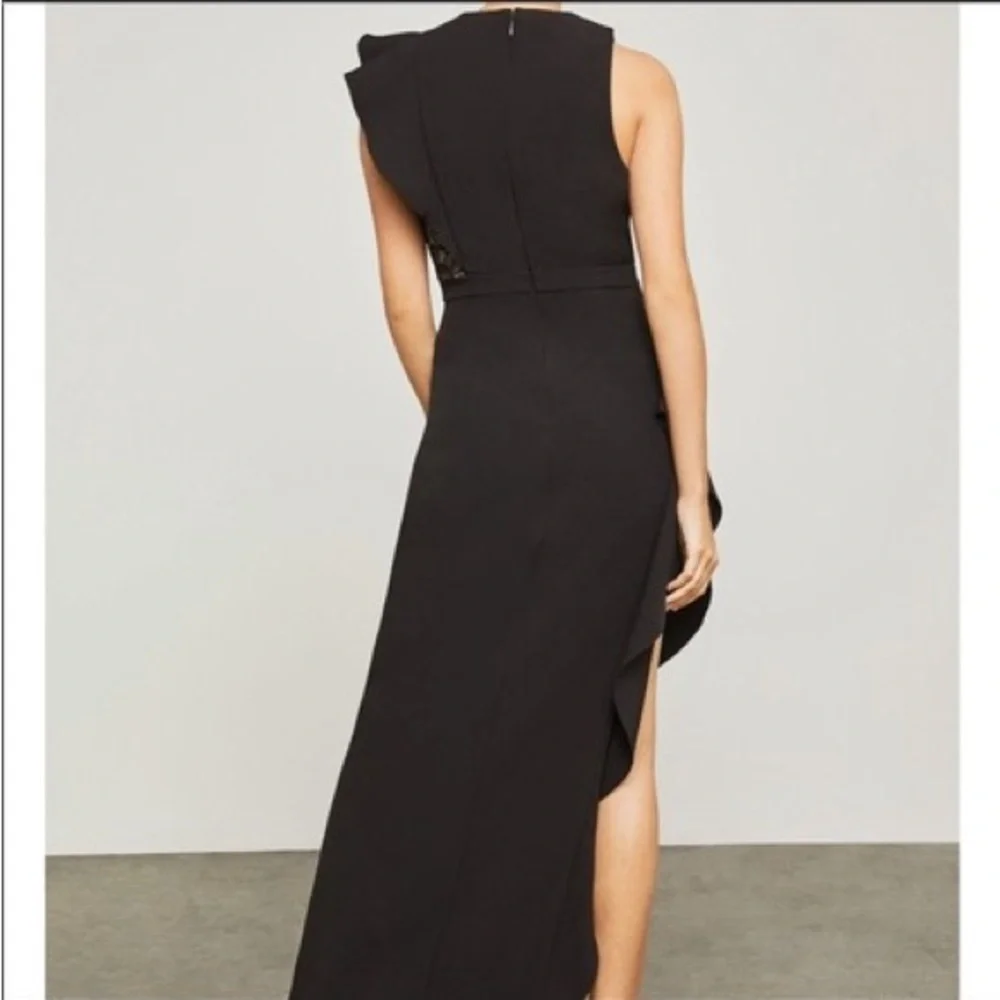 Black Bcbg Marcelle Asymmetrical Ruffle Gown Formal Dress - Picture 2 of 4